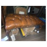 Leather Tufted Bench and Wooden Bar Stool