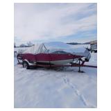 Four Winns Boat and Trailer in Winter Storage