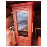 Cherry Wood Lighted Display Cabinet
