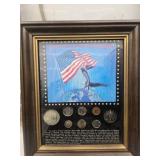 Framed American Coins And Patriotic Display