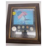 Framed Display of Obsolete Coins