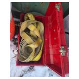 Red Plastic Storage Box with Straps