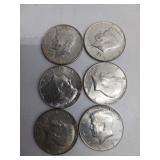 6 X BID Six Silver Kennedy Half Dollars
