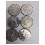 6 X BID Six U.S. Silver Half Dollars
