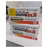 2TIMES BID Boxes Maxx Tech 9mm Luger Ammo