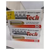 2TIMES BID Boxes Maxx Tech 9mm Luger Ammo