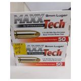 2TIMES BID Boxes Maxx Tech 9mm Luger Ammo
