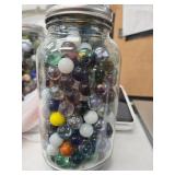 Glass Marbles in Clear Mason Jar