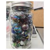 Jar of Assorted Glass Marbles