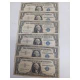 6 X BID Six $1 Silver Certificates Notes