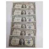 6 X BID Six $1 Silver Certificate Notes
