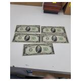 5x bid 1934A $10 US Notes
