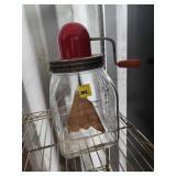 Glass Butter Churn with Red Handle