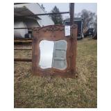 Ornate Wooden Mirror with Rust Detail