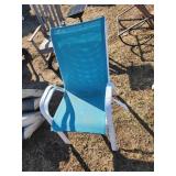 White Metal Chair With Blue Mesh
