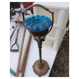 Brass Stand-Up Ashtray with Glass Bowl