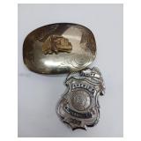 German Silver Belt Buckle and Badge