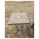 Metal and Mosaic Tile Side Table