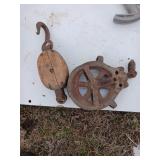Rustic Metal and Wood Pulleys