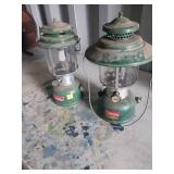 2 BI D Coleman Green Metal Lanterns