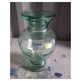 Green Hand-Blown Glass Vase