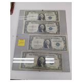 Four One Dollar Silver Certificates