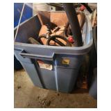 Blue Plastic Bin With Assorted Items