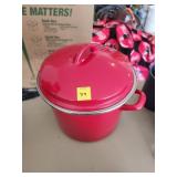 Red Enamel Stock Pot with Lid