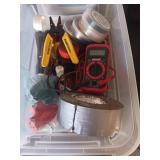 Small Tote of Electrical Supplies
