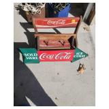 Coca-Cola Wood Bench and Sign