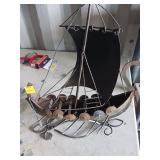 Metal Viking Ship Sculpture