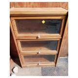 Oak Cabinet With Three Glass Doors
