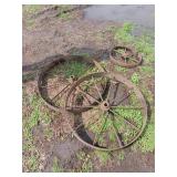 3X BIDThree Metal Wagon Wheels