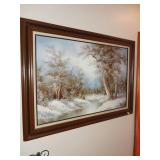 Framed Winter Landscape Painting