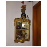 Gold Gilded Wall-Mounted Display Cabinet