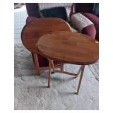 2 Folding Round Wooden TV Trays