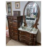Wooden Dresser With Mirror Set