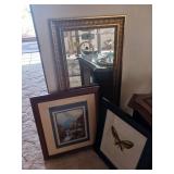 Framed Mirror and Artwork Set