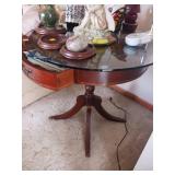 Wooden Round Table with Glass Top