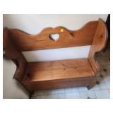 Wooden Heart-Cutout Storage Bench