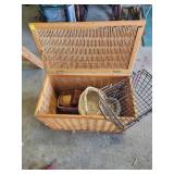Wicker Chest With Assorted Items
