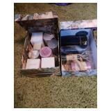 Two Flowered Boxes of Candles