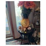 Small Metal and Glass Table With Decor