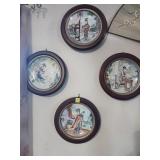 Four Framed Asian Plates