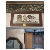 Framed Rooster and Birdhouses Print