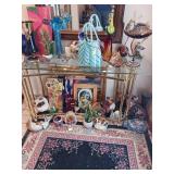 Glass Table with Brass Frame