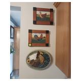 Three Chicken Wall Hangings