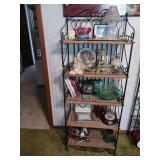 Wire and Wicker Rack with Contents