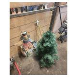 Holiday Decor Including Tree and Snowman