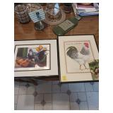 2 X BID Framed Chicken Artwork Set